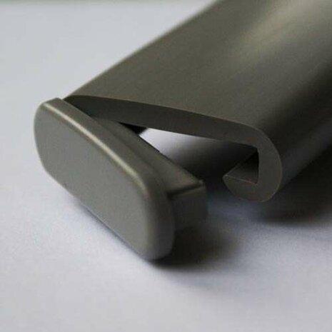 Kunststoff Flachhandlauf Endkappe F408-011 Wei&szlig;-aluminium